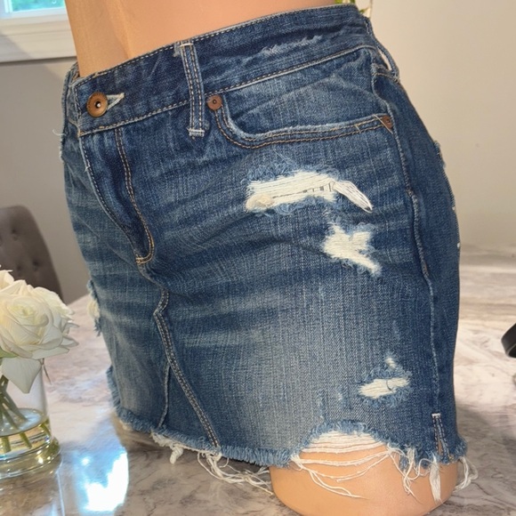 Abercrombie & Fitch Denim Distressed Mini Jean Skirt - Picture 3 of 9